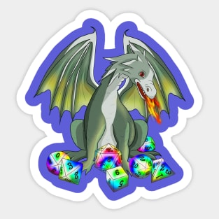 Fire Breathing Dragon with DnD Dice Sticker